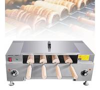 Electric Chimney Cake Roll Maker, Ice Cream Cone Grill, 4 Roller Set with Wooden Handle, Adjustable Temperature for Bakery or Home Snack Bar