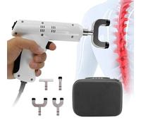 Electric Chiropractic Tool with 4 Massage Heads & 3 Force Levels,White