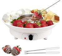 Electric Chocolate Fondue Maker, Chocolate Fondue Pot Set with Forks, Chocolate Melting Pot with 9-Ounce Detachable Bowl for Candy Chocolate Milk Cheese Butter (White)