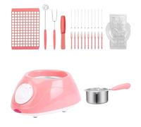 Electric Chocolate Melting Pot, Plastic Hot Chocolate Melting Pot, Chocolate Marshmallow Candy Melting Warming Fondue Set, Dipping Pot with Chocolate Mold Trays & Dipping Forks (Pink)
