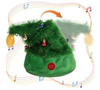 Electric Christmas Hat Singing and Dancing Christmas Hat Musical Interactive Swinging Cute & Comfortable Santa Hats for Christmas Carnival Party Costume Props, Christmas Tree Hat