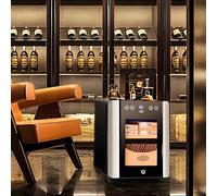 Electric Cigar Humidor, 8L Intelligent Cooler with Cedar Wood Shelf & Drawer for 100 Cigars, Silent Constant Temperature, LED Light & Tempered Glass Door