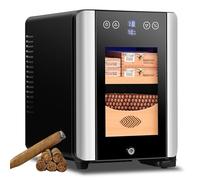 Electric Cigar Humidor Cooler, Intelligent Silent Temperature Control Cabinet with Cedar Wood Shelf & Drawer for 100 Cigars, LED Light & Tempered Glass Door