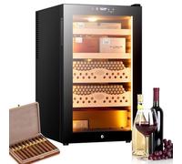 Electric Cigar Humidor Cooler with Large Capacity, LED Digital Display, Cedar Drawer & Shelf, Built-in LED Light, for Cigar Enthusiasts
