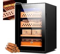 Electric Cigar Humidor Temperature Control Cabinet with Spanish Cedar Wood Shelves, 50L Capacity, Electric Cooling Cigar Fridge
