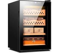 Electric Cigar Humidors Temperature Control Cabinet, With Spanish Cedar Wood Shelves Drawer, 200-300 cigars Capacity Electric Cooling Cigar Fridge, for Men,A
