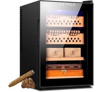 Electric Cigar Temperature Control Cabinet, 50L Capacity with Spanish Cedar Wood Shelves, Cooling Cigar Fridge for Cigar Lovers and Enthusiasts