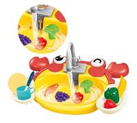 Electric Circulating Water Play Sink Toy Set For Kids Pretend Play Kitchen Washing Vegetables And Fruits Dishwasher Water Conservation Play Sink