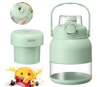Electric Citrus Juicer 27oz, Electric Juicers for Citrus with Straw, Two Lids, Portable Blender for Shakes and Smoothies, Food Prep & Frozen Blending (green)