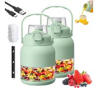 Electric Citrus Juicer 28 Oz with Straw & Two Lids, High Capacity Rechargeable Wireless Blender, Portable Mini Blender for Smoothies, Shakes, Food Prep & Frozen Blending (2Pcs)