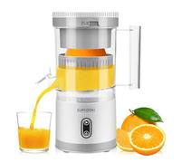 Electric Citrus Juicer, Rechargeable Juicer Machine with USB Cable and Cleaning Brush, Touch Button, Automatic Orange Lime Lemon Grapefruit Squeezer, Easy to Clean Portable Juicer, White