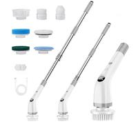 Electric Cleaning Brush, 7-in-1 Cleaning Brush with Adjustable Handle, Electric Cleaning Brush with Interchangeable Brush Heads, 2 Speed with Long Handle for Household Tiles, Tub IPX7