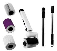 Electric Cleaning Brush, Cordless Roller Mop with 4 Replaceable Brush Heads, Adjustable 114-142Cm, 2 Speeds, PX7 Waterproof Power Scrubber for Kitchen and Bathroom