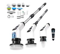 Electric Cleaning Brush, Scrub Brush with 10 Interchangeable Drill Brush Heads with Adjustable Handle for Bathroom, Kitchen, Car, and Floor