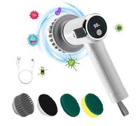 Electric Cleaning Brush Scrubber, Power Spin Scrubber Cordless with 2 Speed, Handhold Electric Spin Scrubber for Floor and Cars, Power Scrubber with 3 Replaceable Brush Heads for Kitchen,Bathroom