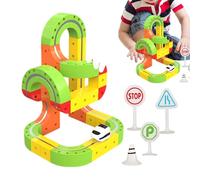 Electric Clickrail Set - ABS 67 Pieces/129 Pieces | Magic Rail Set -be| Se-t Train Tracks with Built-in 3D Layout, DIY Cube Track Track DIY for Children