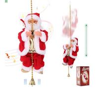 Electric Climbing Santa Claus on Rope Novelty Animated Climbing Santa Claus Figurines Christmas Plush Musical Moving Climbing Rope Santa Xmas Ornament for Decoration Gift