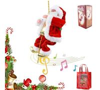 Electric Climbing Santa Claus Toy, Hanging Climbing Santa on Rope with Musical, Hanging Chrismas Ornament for Christmas Tree, Fireplace Home Decor