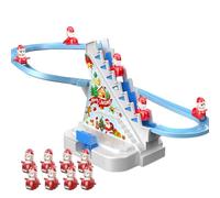 Electric Climbing Santa Claus with Music, Electric Climbing Santa Musical Toys | LED Lights Music Running Track for Kids Battery Powered | Ladder for Children