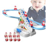 Electric Climbing Santa - Musical Holiday Decoration | Battery Powered Ornament | Animated Christmas Escalator | Festive Santa Theme | Automatic Track Slide Stairs, Seasonal Indoor Outdoor