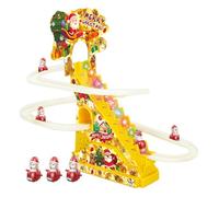Electric Climbing Santa - Musical Holiday Decoration | Battery Powered Ornament | Animated Christmas Escalator | Festive Santa Theme | Automatic Track Slide Stairs, Seasonal Indoor Outdoor
