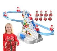 Electric Climbing Santa Musical Toys,Electric Climbing Ladder Santa Claus, LED Lights Music Running Track for Kids Battery Powered Mountain Play Set
