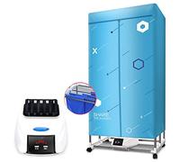 Electric Clothes Airer Dryer Indoor, 2-Tier 1300W Heated Clothes Dryer Electric Portable Foldable, 180 minute timer, Fast Drying Multi-Speed Heated Drying Rack for Clothes, Load 15KG (Color : Blue)