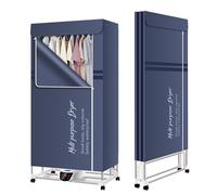Electric Clothes Dryer, 2-Tier Heated Clothes Airer, Energy-Efficient Heated Airer with Cover for Clothes Drying, 240 Minutes Timer, Auto Power-Off, 1500W (Remote Control) (Blue-2)