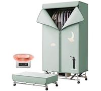 Electric Clothes Dryer, 2000W Heated Clothes Airer with 180 Min Timer, 2-Tier Foldable Heated Clothes Dryer with Cover, Stainless Steel Drying Rack for Indoor, Apartment, 15kg Max Load