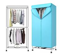 Electric Clothes Dryer Fast 1000W Dryer Machine 2-Tier Heated Clothes Indoor Electric Clothes Drying Rack Double Layer,15KG,Blue