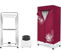 Electric Clothes Dryer Machine,1000W Portable Clothes Laundry Dryer Machine,Double layer Stackable Clothes Drying Rack,Automatic Heater Rack Wardrobe with 180 min Timer,Wine Red