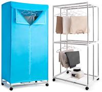 Electric Clothes Dryer with Sock Clip, 2-Tier Foldable Heated Clothes Airer with Cover,15KG Large Capacity Warm Air Drying Wardrobe,1500W Heated Clothes Airer,Energy-Efficient Clothes Drying Rack