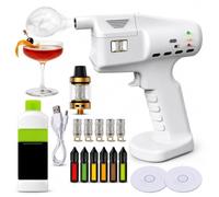 Electric Cocktail Smoker Kit Handheld Cold Smoke Generator and Food Smoker Gun for Drinks Meat and Cheese Portable Molecular Bubble Infuser for Bar Kitchen(White)