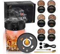 Electric Cocktail Smoker Kit, Rechargeable Whiskey Smoker Kit Flame Free Cocktail Smokers Infuser with 6 Flavors Wood Chips, Whiskey Gift Sets for Men Dad Husband