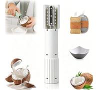 Electric Coconut Grater Machine, Portable Handheld Coconut Grinder, Wireless Automatic Anti-Splash Rotating Coconuts Scraper Knife Tool, Fish Skin Scale Scraper Remover Tool (White)