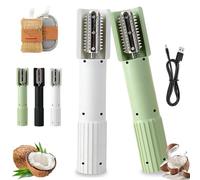 Electric Coconut Grater Machine, Portable Handheld Coconut Grinder, Wireless Automatic Anti-Splash Rotating Coconuts Scraper Knife Tool, Fish Skin Scale Scraper Remover Tool (White+Green)