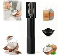 Electric Coconut Grater Machine, Portable Handheld Coconut Grinder, Wireless Automatic Anti-Splash Rotating Coconuts Scraper Knife Tool, Fish Skin Scale Scraper Remover Tool (Black)