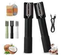 Electric Coconut Grater Machine, Portable Handheld Coconut Grinder, Wireless Automatic Anti-Splash Rotating Coconuts Scraper Knife Tool, Fish Skin Scale Scraper Remover Tool (Black*2)