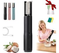 Electric Coconut Grater Machine, Portable Handheld Coconut Scraper Peeler Shredder, Wireless Automatic Anti-Splash Rotating Kitchen Grater for Fruit Hard Skin Removal & Fish Scale Scraping (Black)