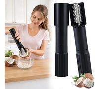 Electric Coconut Grater Machine, Portable Handheld Coconut Scraper Peeler Shredder, Wireless Automatic Anti-Splash Rotating Kitchen Grater, Stainless Steel Coconut Electric Roller(Black)