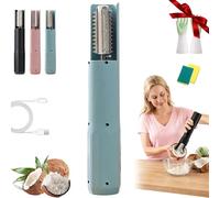 Electric Coconut Grater Machine, Portable Handheld Coconut Scraper Peeler Shredder, Wireless Automatic Anti-Splash Rotating Kitchen Grater for Fruit Hard Skin Removal & Fish Scale Scraping (Blue)