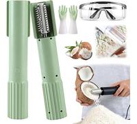 Electric Coconut Grater Machine, Portable Handheld Coconut Scraper Peeler Shredder, Wireless Automatic Anti-Splash Rotating Kitchen Grate, for Kitchen Stainless Steel Coconut Fish Crusher (Green)