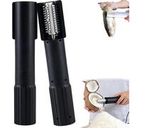 Electric Coconut Grater Machine, Portable Handheld Coconut Scraper Peeler Shredder, Wireless Automatic Anti-Splash Rotating Kitchen Grater, Stainless Steel Coconut Electric Roller (Black)