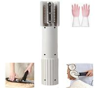 Electric Coconut Grater Machine, Portable Handheld Coconut Scraper Peeler Shredder, Wireless Automatic Anti-Splash Rotating Grater, Manual Stainless Steel Fish Crusher for Kitchen (White)