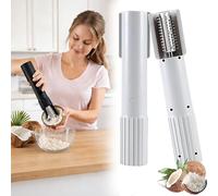 Electric Coconut Grater Machine, Portable Handheld Coconut Scraper Peeler Shredder, Wireless Automatic Anti-Splash Rotating Kitchen Grater, Stainless Steel Coconuts Manual Electric Roller (White)
