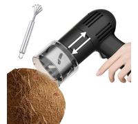 Electric Coconut Opener & Scraper, Portable Tool with Shredder, Punch & Shell Opener - Stainless Steel for Young/Mature Coconuts (Easy Home & Kitchen Use)