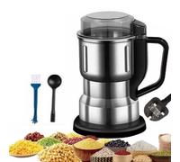 Electric Coffee Bean Grinder for Kitchen - Portable 300W Stainless Steel Coffee Bean Spice Nut Seed Dry Herbs Grain Dry Grinder with Brush Spoon UK Plug (Silver Black)