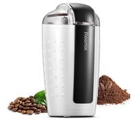 Electric Coffee Grinder, 200W, 100g Capacity, One Touch Operation, Blade and Cup Made with Stainless Steel, Includes Cleaning Brush (White)