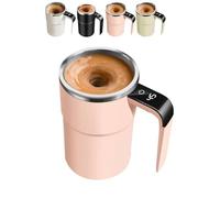 Electric Coffee Mug with A Built-in LCD Thermometer, 12.85oz Automatic Self Stirring Coffee Mug, Automatic Magnetic Stirring CoffeeCup, Perfect for Brewing Cofee, Milk (Pink)