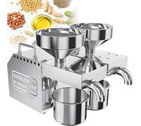 Electric Cold & Hot Press Oil Expeller, 1200w Dual Head Automatic Extractor,Process Walnut/Soybean At 200°C, Low Noise Auto Oil-Press Machine for Continuous Use